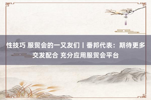 性技巧 服贸会的一又友们丨番邦代表：期待更多交发配合 充分应用服贸会平台