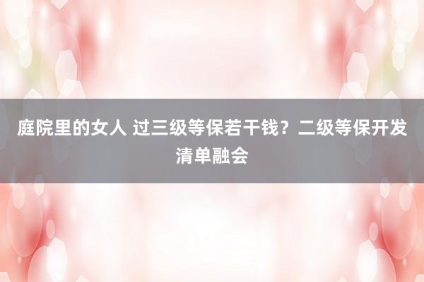 庭院里的女人 过三级等保若干钱？二级等保开发清单融会